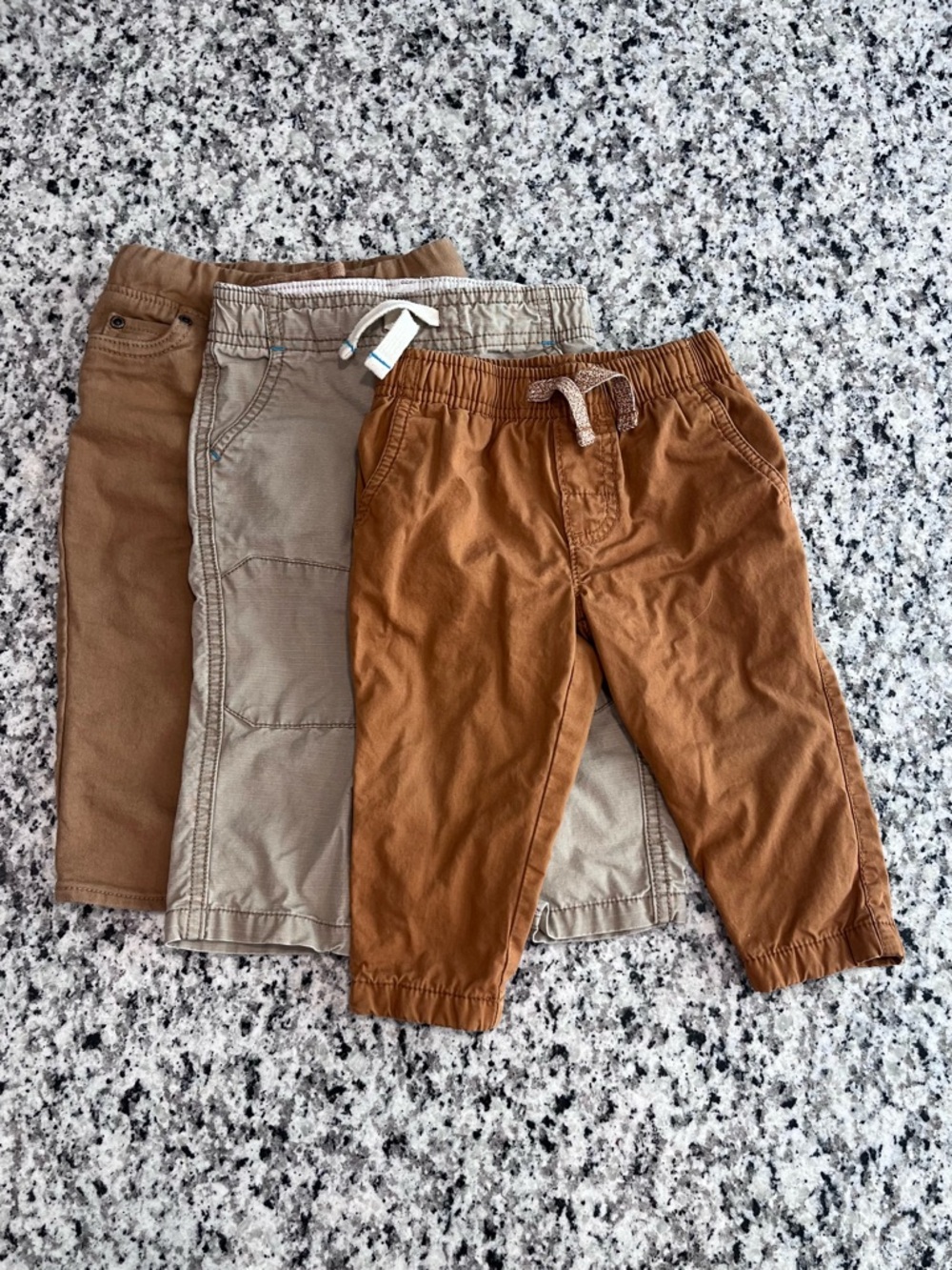 Carter's Boys Elastic Waist Casual Everyday Khaki Pants Bundle, Size 12 Months